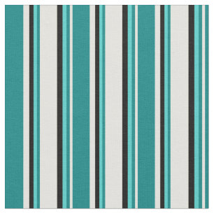 Light Yellow, Teal, Turquoise, and Black Coloured Fabric