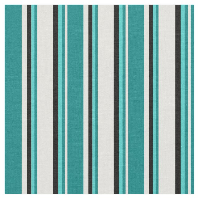 Light Yellow, Teal, Turquoise, and Black Coloured Fabric (Close Up)