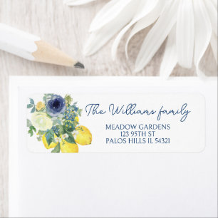 Light yellow watercolor lemon return address label