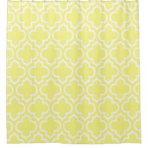 Light Yellow White Moroccan #6 Pattern Shower Curtain