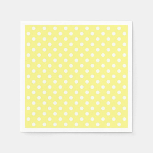Light Yellow White Polka Dots Pattern Napkin (Front)