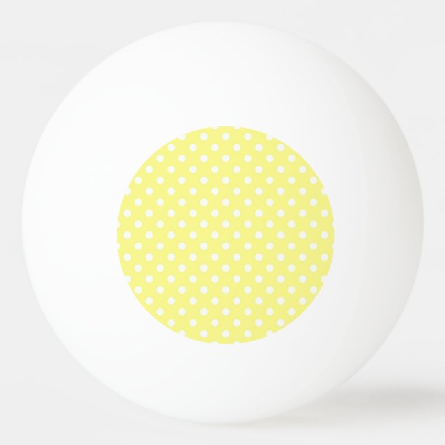 Light Yellow White Polka Dots Pattern Ping Pong Ball (Front)