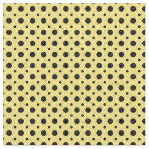 LIGHT YELLOW WITH BLACK POLKA DOTS FABRIC