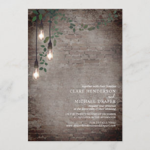 Lightbulb Botanical Garland Brick Virtual Invitation