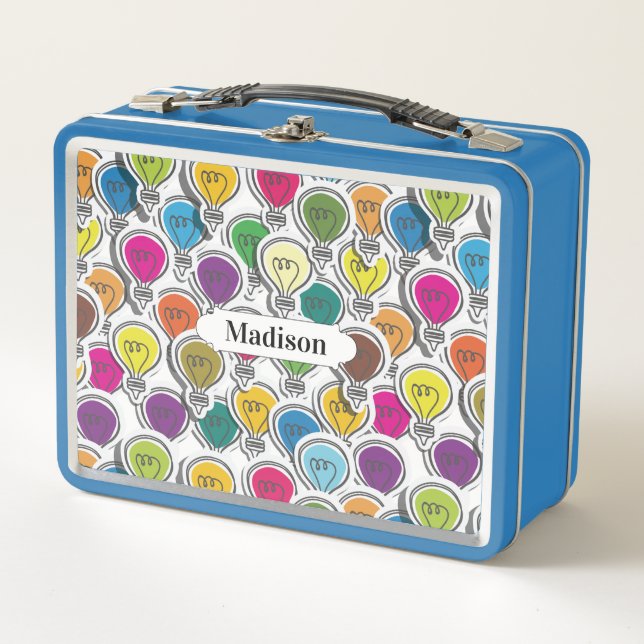 Lightbulb Pattern custom name lunch boxes (Front)