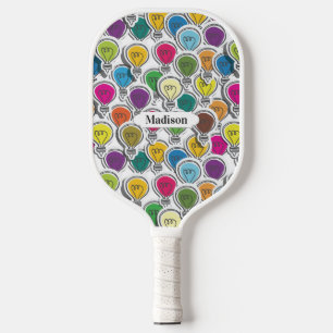 Lightbulb Pattern custom name Pickleball Paddle