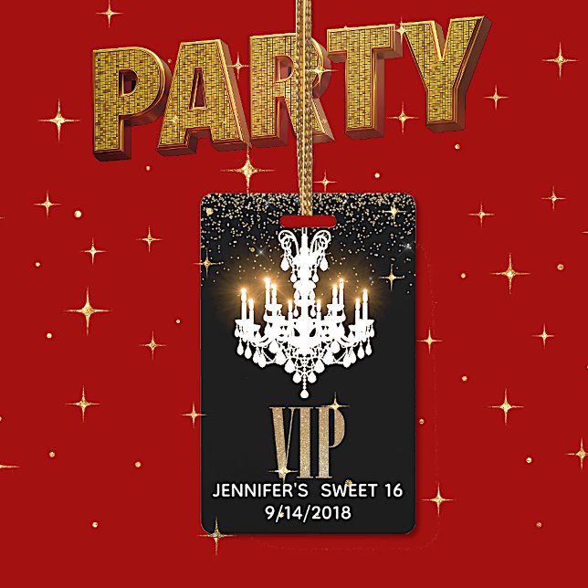 Lighted Chandelier Sweet 16 Party VIP Badge ID Badge (Creator Uploaded)