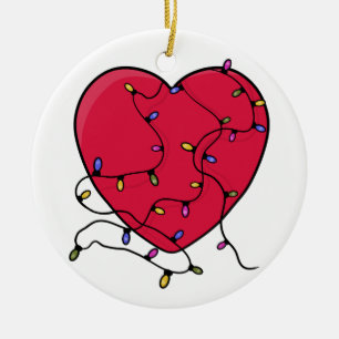 Lighted Heart Ceramic Ornament