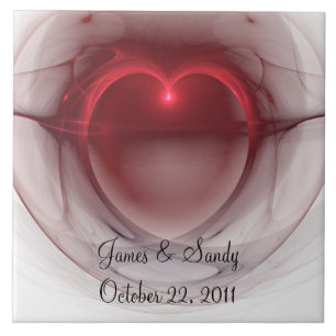 Lighted Heart Fractal Ceramic Tile