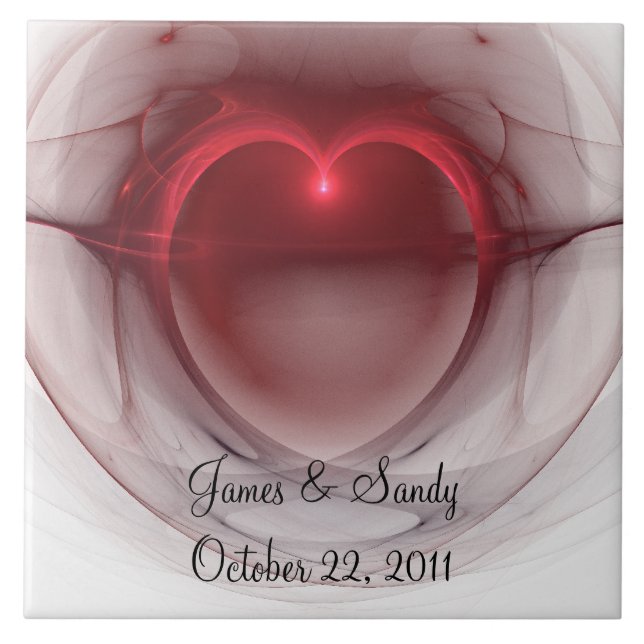 Lighted Heart Fractal Ceramic Tile (Front)