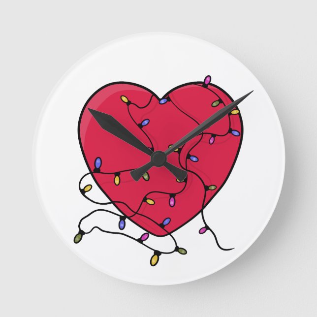 Lighted Heart Round Clock (Front)