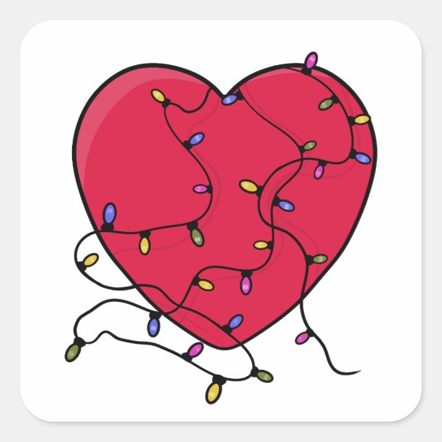 Lighted Heart Square Sticker (Front)