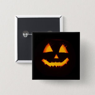 Lighted Jack O Lantern 15 Cm Square Badge