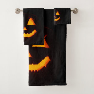 Lighted Jack O Lantern Bath Towel Set