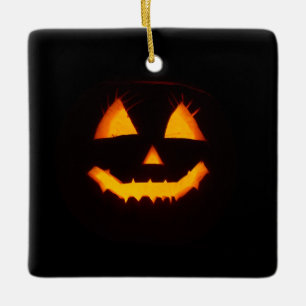 Lighted Jack O Lantern  Ceramic Ornament