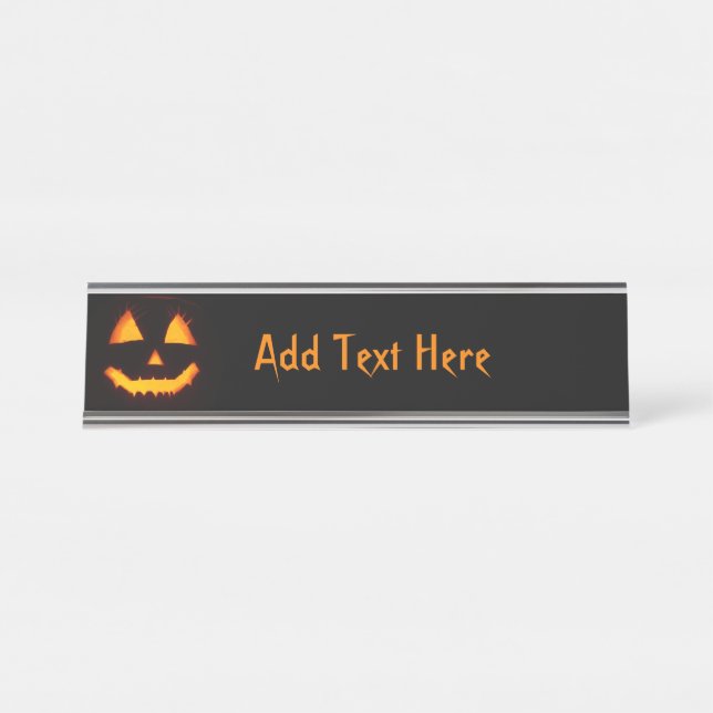 Lighted Jack O Lantern  Desk Name Plate (Front)