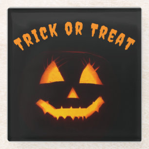 Lighted Jack O Lantern Glass Coaster