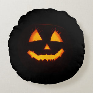 Lighted Jack O Lantern  Round Cushion