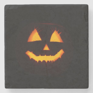 Lighted Jack O Lantern Stone Coaster