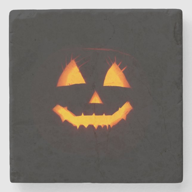 Lighted Jack O Lantern  Stone Coaster (Front)