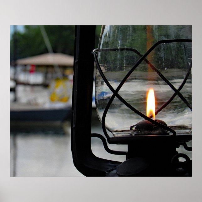 Lighted Lamp by the Lake Poster (Front)
