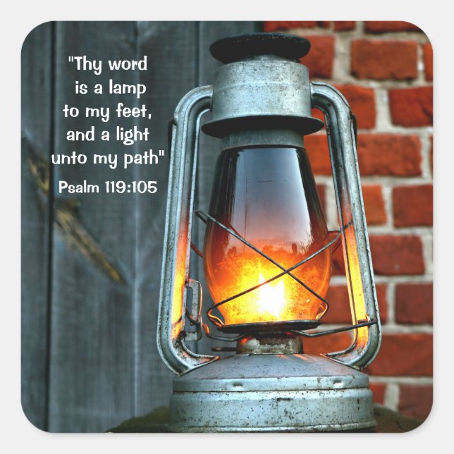 Lighted Lamp with Bible Verse Square Sticker (Front)