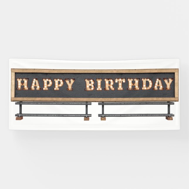 Lighted Marquee Letters Happy Birthday Banner (Horizontal)