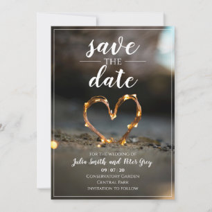 Lightening heart save the date wedding invitation