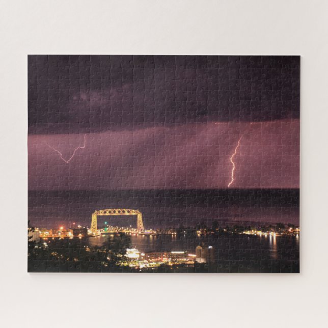 Lightening on Lake Superior Jigsaw Puzzle (Horizontal)