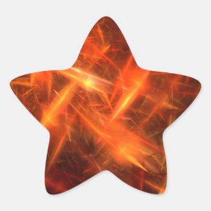 lightening Orange Abstract Fractal Star Sticker