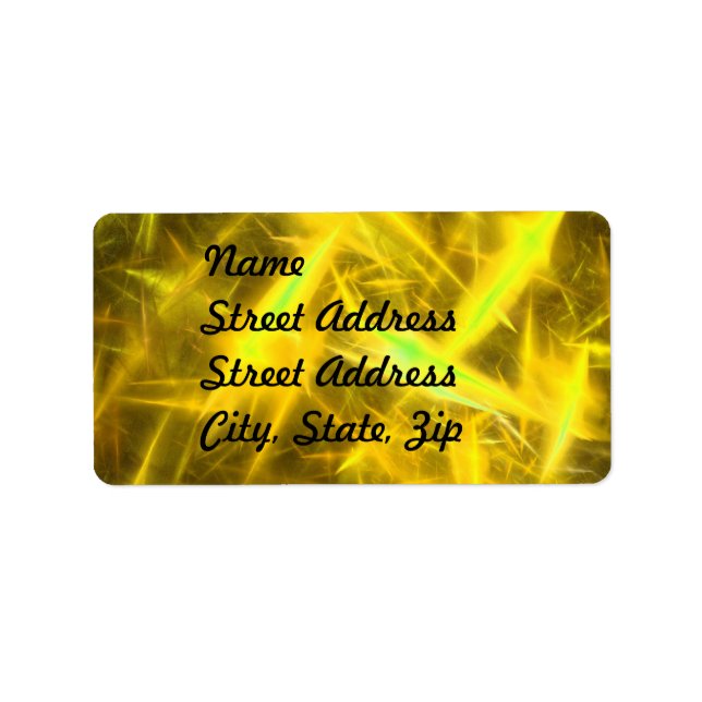 lightening Yellow Abstract Fractal Address Sticker (Front)
