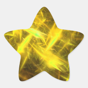 lightening Yellow Abstract Fractal Star Sticker