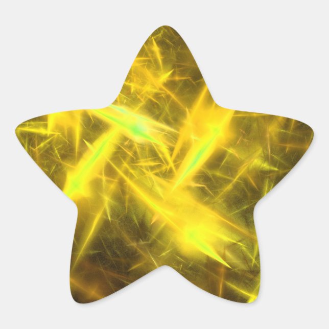 lightening Yellow Abstract Fractal Star Sticker (Front)
