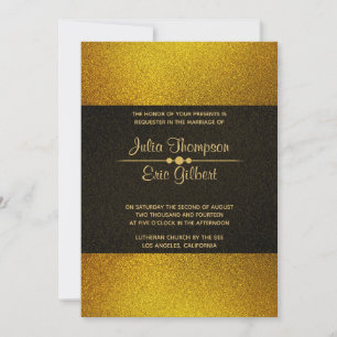 Lighter And Darker Gold Glitter Wedding Invitation