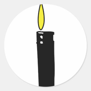 lighter with flame icon classic round sticker
