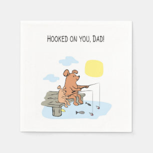 Lighthearted Dogs Fishing on Father’s Day from Son Napkin