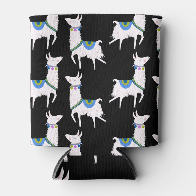 Lighthearted llama: playful pattern. can cooler (Front)