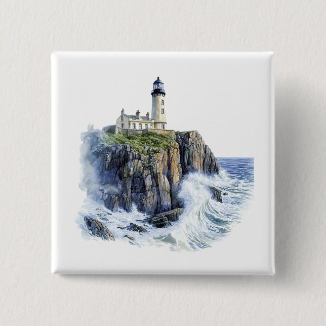 Lighthouse 15 Cm Square Badge (Front)
