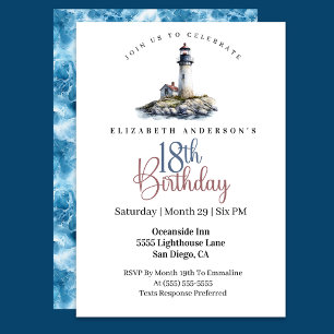 Lighthouse 18th Birthday Invitation