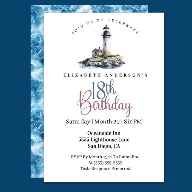 Lighthouse 18th Birthday Invitation (Creator Uploaded)