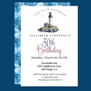 Lighthouse 50th Birthday Invitation