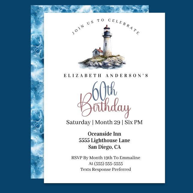 Lighthouse 60th Birthday Invitation (Creator Uploaded)