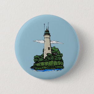 Lighthouse 6 Cm Round Badge