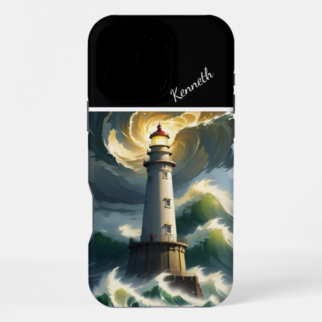Lighthouse Amidst the Storm iPhone Case (Back)