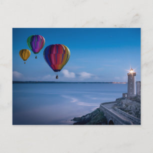 Lighthouse and balloons postcard