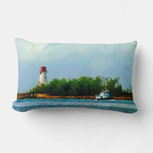 Lighthouse and Boat Nassau Bahamas Lumbar Cushion