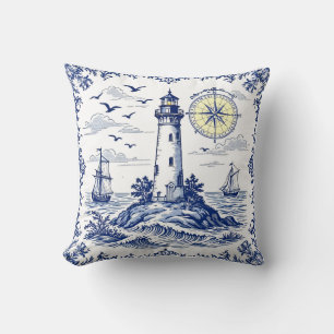 Lighthouse and Compass Cushion