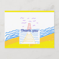 Lighthouse and Pier Flat Thank You Card