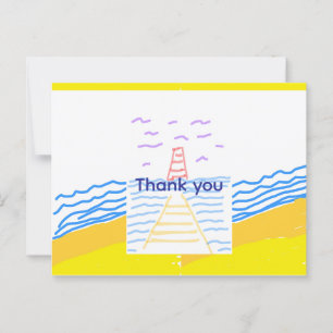Lighthouse and Pier Flat Thank You Card