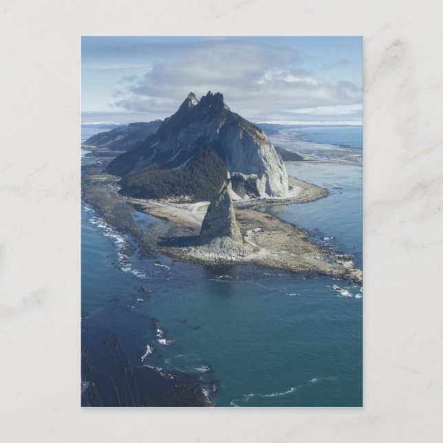 Lighthouse and rock pinnacle at Cape St. Elias Postcard (Front)